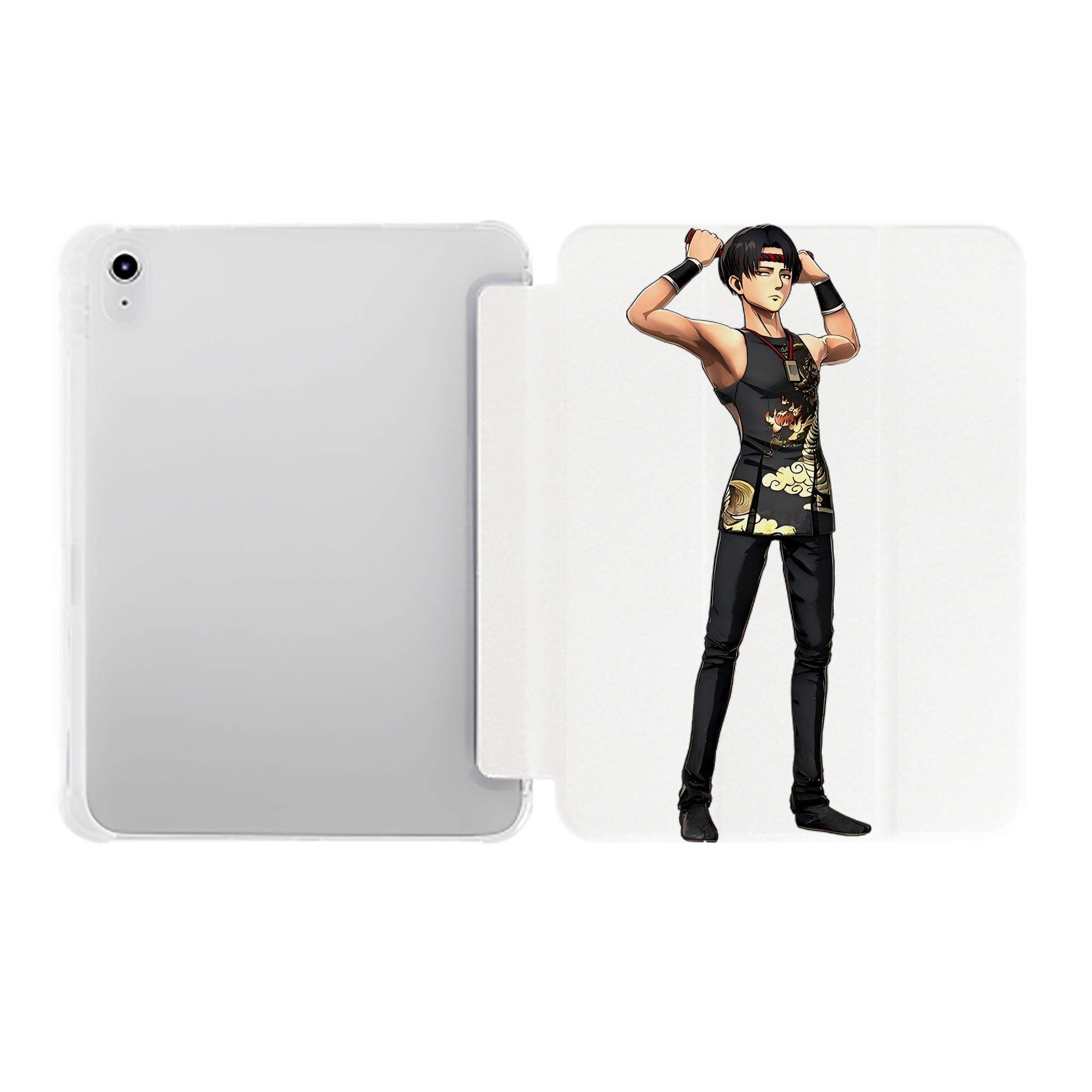 （画像用） 進撃の巨人 リヴァイ·アッカーマン Attack on Titan Levi Ackerman IPad ケース ペン収納付き 三つ折りスタンド PUレザー×シリコン 対応機種9.5/10.5/10.9インチ
